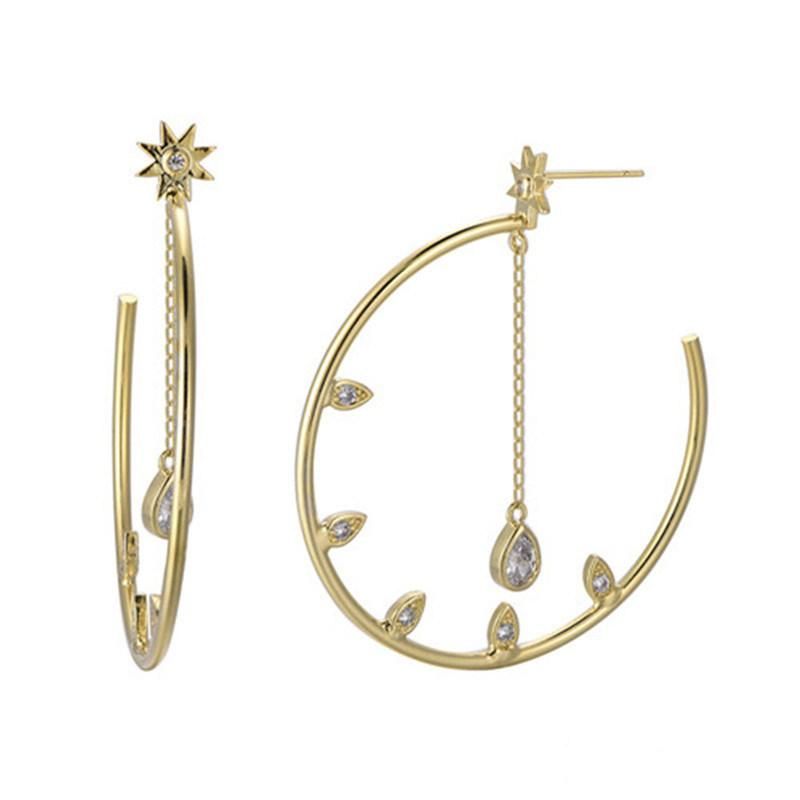 2022 New Fashion Silver or Brass Hollow Wing Earring with 18K Yellow Gold