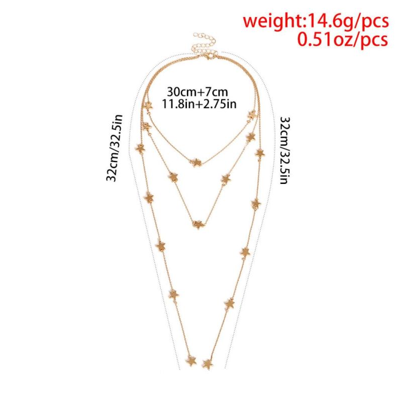 Fashion Jewelry 18K Gold Plated Brass Necklace with Star Design