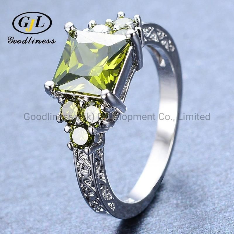 S925 Sterling Silver White Zircon with Black Zircon Ring