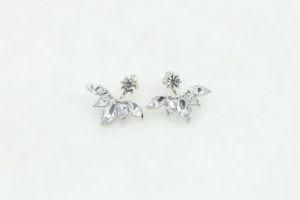 Silver and Gold Plated Leave Crystal Stud Earrings Fashion Statement Jewelry Earrings for Women