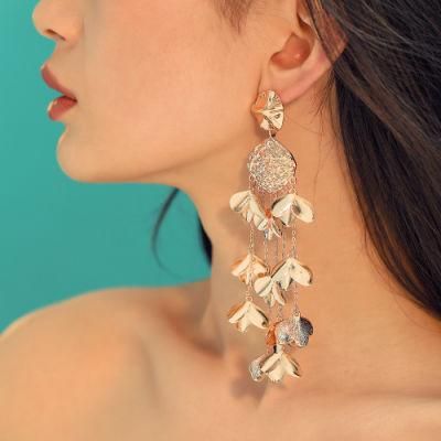 New Fashion Earrings Women Long Exaggerated Flower Flower Earrings Manufacturers Direct