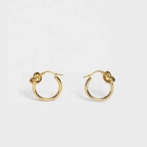 New Design Delicate 18K Gold Knot Hoop Earrings Girls Elegant Stainless Steel Knot Hoop Earrings Minimalst Knot Hoops