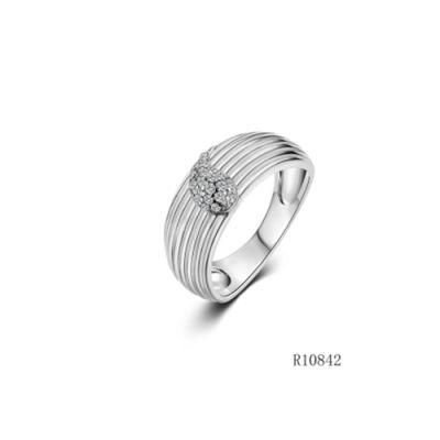 Silver with CZ Thread Line Ring for Women