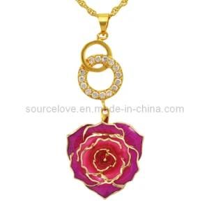 Lovely Gift for Mother&prime;s Day - 24k Gold Purple Necklace (XL035)