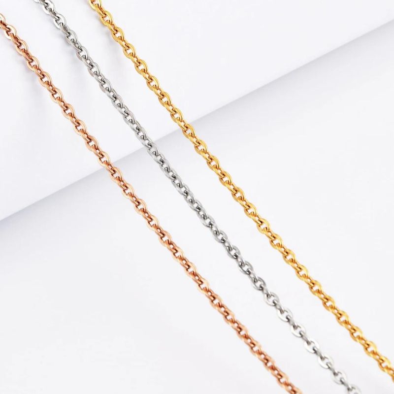 Women Fashion Necklace Stainless Steel Gold Plated Finished Flat Cable Chain Lady Bracelet Anklet Jewellery