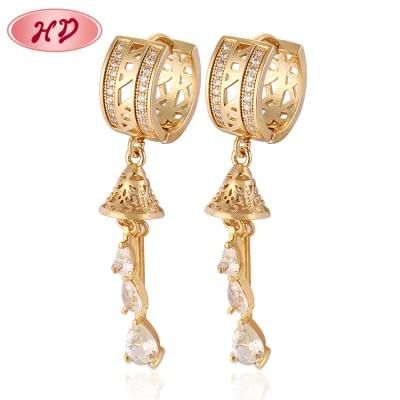Fashion Ladies Round-Shape Hoop Huggie Earrings with Cubic Zirconia