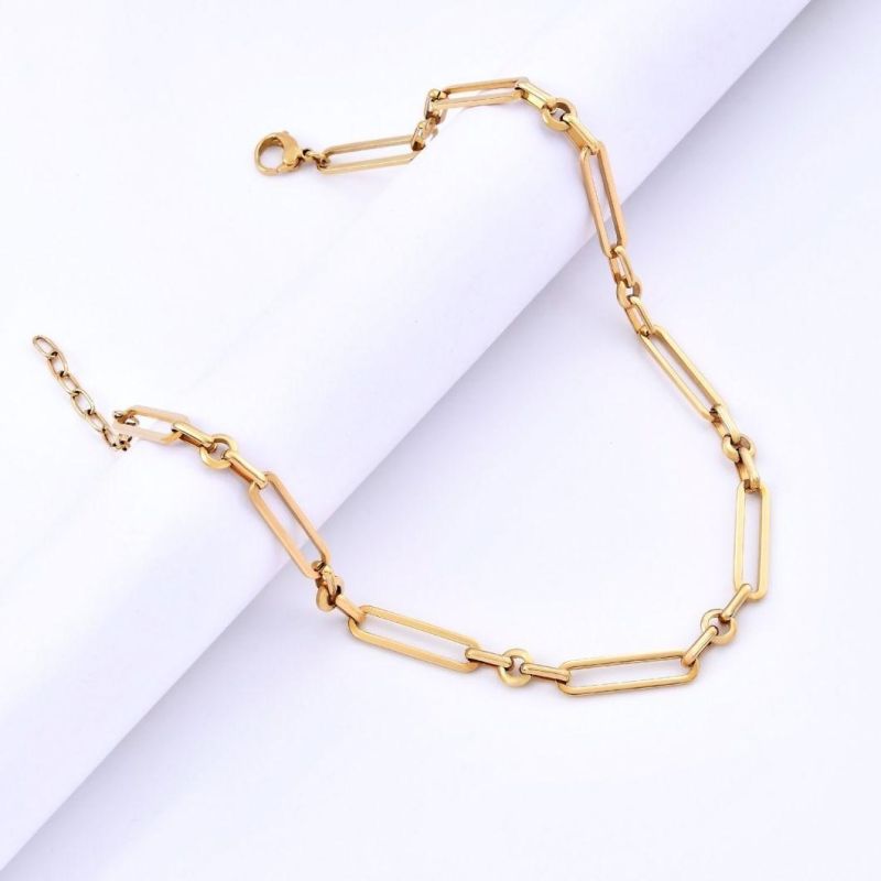 Fashion Dainty Paper Clip Short Necklace 18K Gold Plated Stainless Steel Jewelry for Women