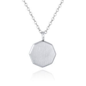 Fashion Classical Stainless Steel Metal Octagon Pendant Necklace