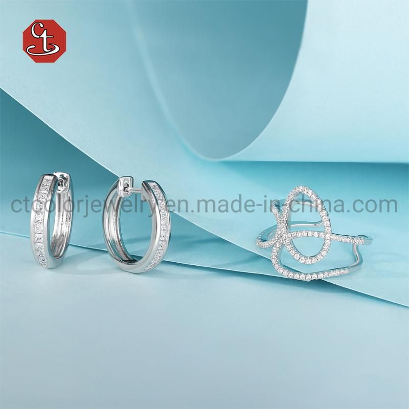 2021 New Fashion jewelrry 925 silver shining earring with white CZ earrings