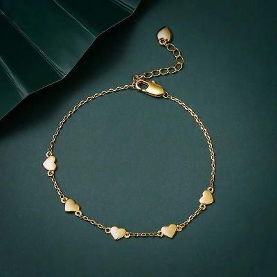 Fashion Design Gold Plated Jewelry Cute Style Gifts Girls Woman Heart Bracelet 2021 Stainless Steel