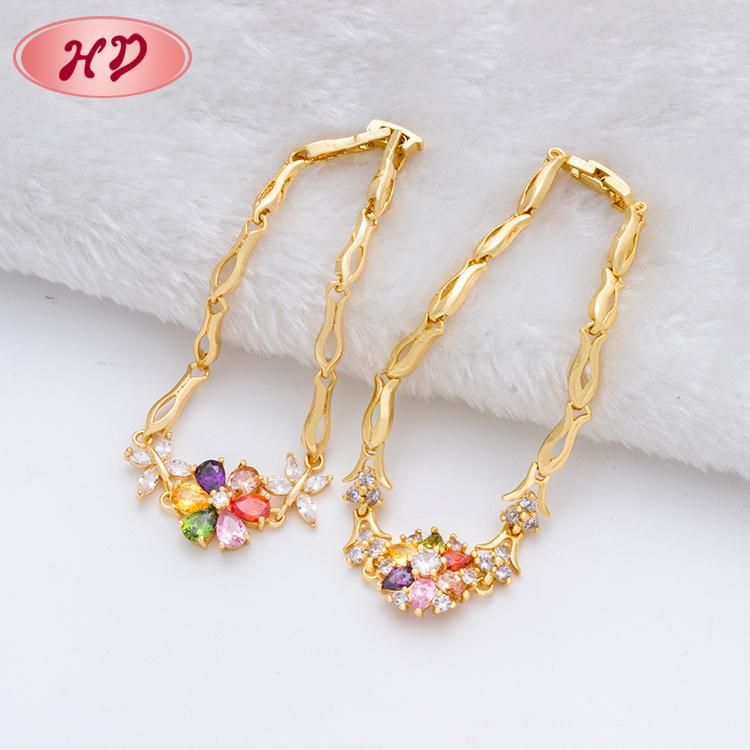High Quality Customizable Charm Crystals Copper Gold Bracelet for Women