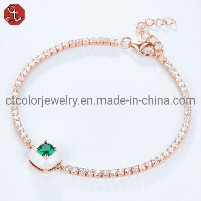 Fashion Jewelry 925 Silver Shaped Charm Bracelet with Enamel for Women