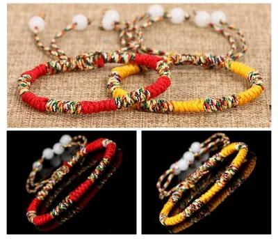 Handmade Woven Colorful Rope Red Rope Bracelet Five-Color Line Diamond Knot Bracelet Dragon Boat Festival Hand Rope Men and Women Accessories