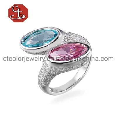 Wholesale Fashion Jewelry 925 Silver Gemstone Rings Women Adjustable Rings