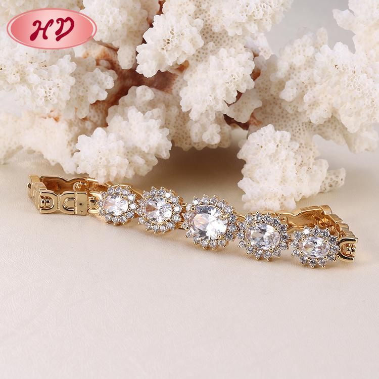 New Fashion Style Jewelry Alloy 18K Gold Plated Zircon Bracelets