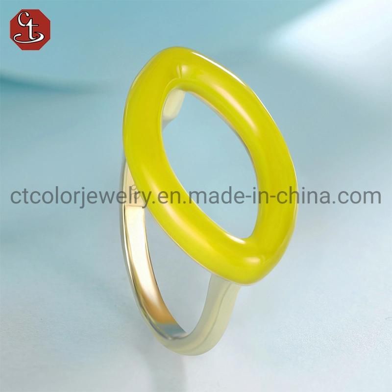 Factory Custom Jewelry Retro Teenage Girl 18k Gold Enamel Green Style Rings Jewelry Wholesale