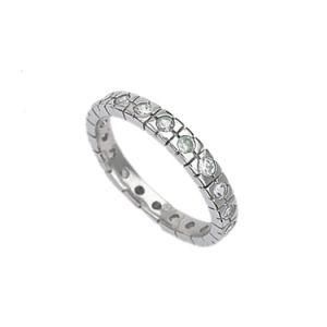 925 Sterling Silver Wedding Engagement Round Clear CZ Band Ring