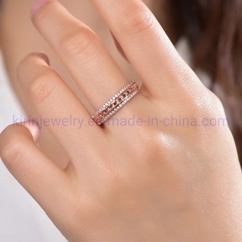 Women 18K Rose Yellow Gold Plated Rings 925 Sterling Silver Rose Gold Rings Frmen Twisted Rose Gold Ring