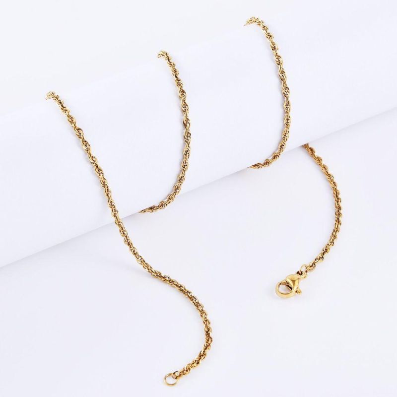 Fashion 18K Gold Plated Stainless Steel Triplicate Square Wire Cable Chain Necklace Jewelry Design for Ladies