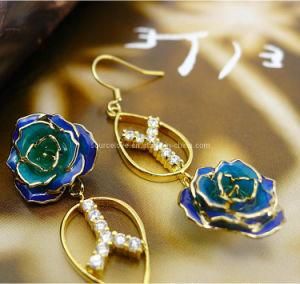 Fashion Accessory-24k Gold Rose Earring (EH059)