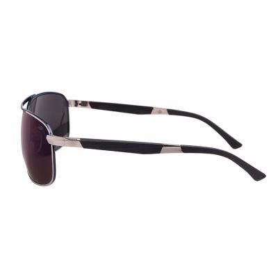 Shiny Silver Blue Mirror High Quality Metal Men Sunglasses