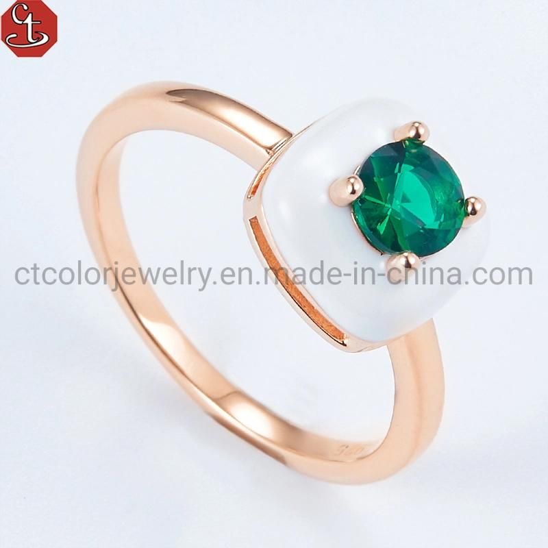 Rose Gold Jewelry Wholesale Necklace Green Crystal white enamel Jewelry cz tennis Set For her