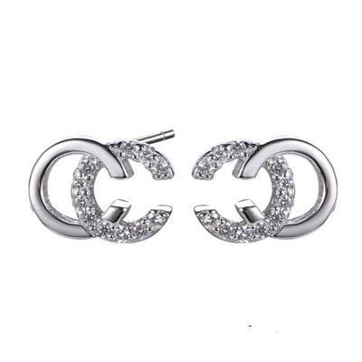 Korean Fashion Jewelry Letter C Silver Earring for Women