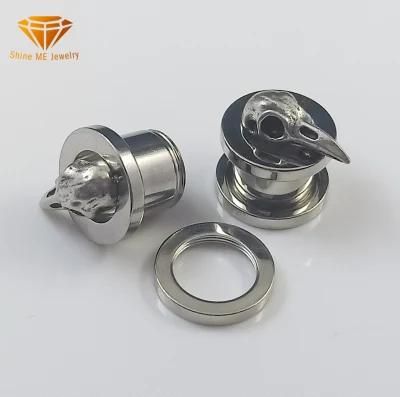 Hot-Selling Ear Expander Stainless Steel Plugs Pulley Bird Head Inner Tooth Ancient Silver Piercing Ear Expander Spg2729