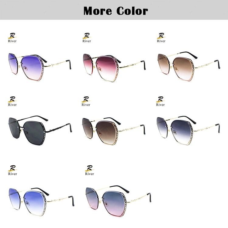Oversize Wholesale Custom Logo Metal Frameless Women Sunglasses