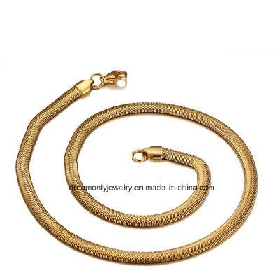 Yellow Gold Plated Flat Snake Chain in Stainless Steel