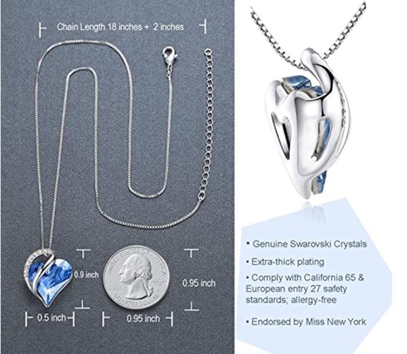 Amazon Hot Style Ocean Heart Simple Necklace with Crystal Pendant Collarbone Chain Necklace