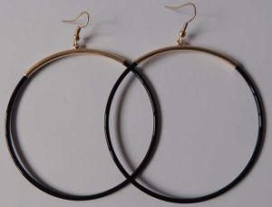 Black Circle with Hook Earring
