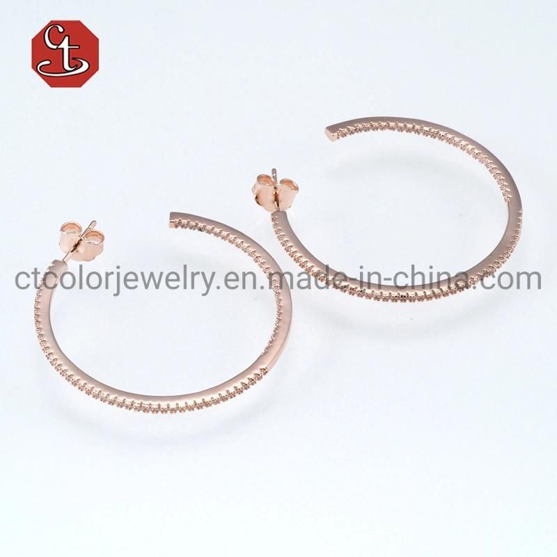 Fashion Jewelry Plain Round Wire Plain Simple Style 925 Silver Earrings Jewelry