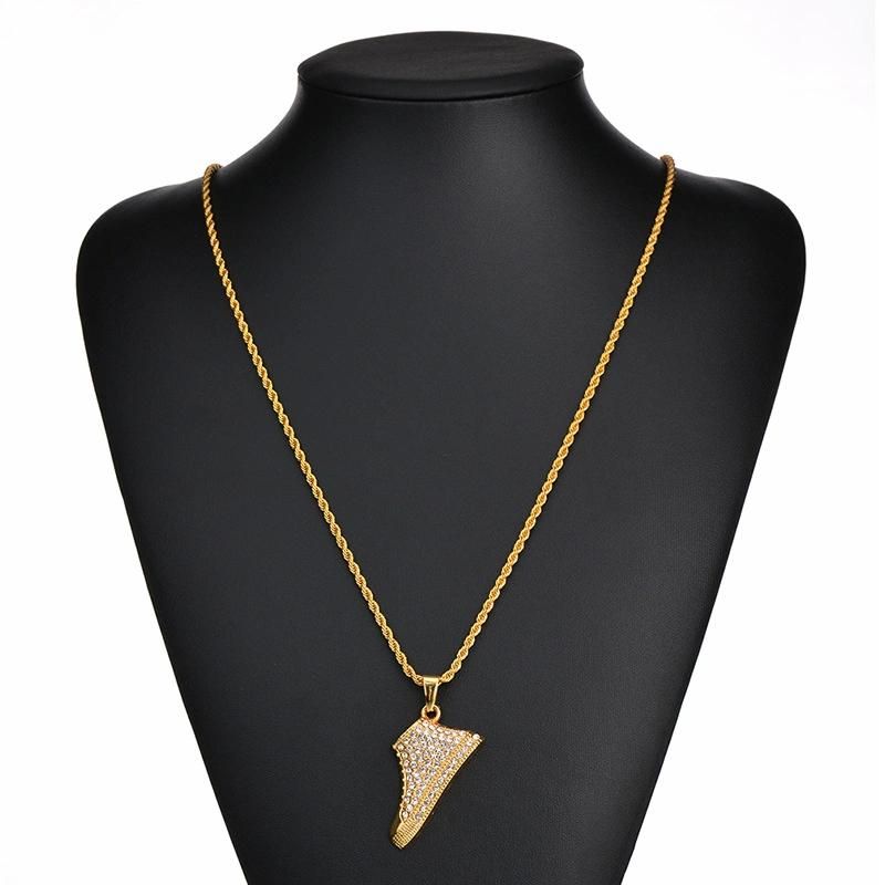 Popular Hiphop Crystal Stone Shoes Street Dance Pendant Necklace