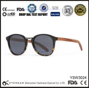 Black Tortoise Gradient Acetate Sunglass with Wood Temples