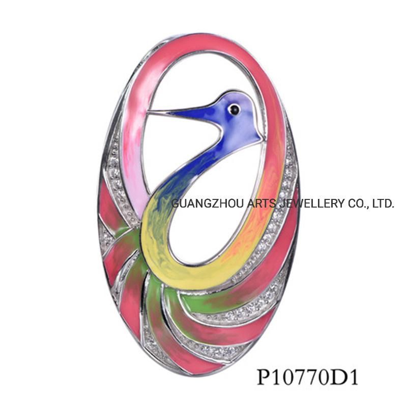 Summer Element Cute 925 Sterling Silver Slipper Enamel Pendant