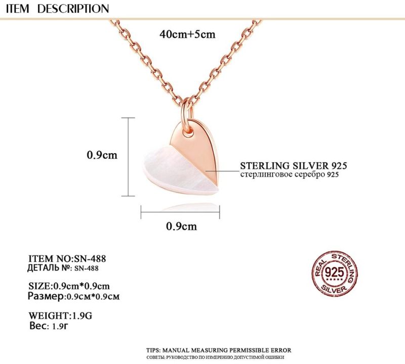 Fashion Rose Gold Love Heart S925 Silver Pendant Necklace