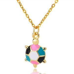 Custom Cute Ladies Jewelry Enamel Colorful Ocean Creature Series Small Sea Turtle Brass Pendant Necklace