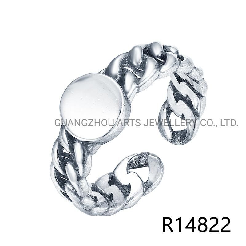 925 Sterling Silver Clasp Design Round Finger Ring