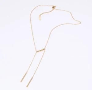 18K Gold Plated Bar Pendant Adjustable Y Choker Necklace Stainless Steel Jewelry Wholesale