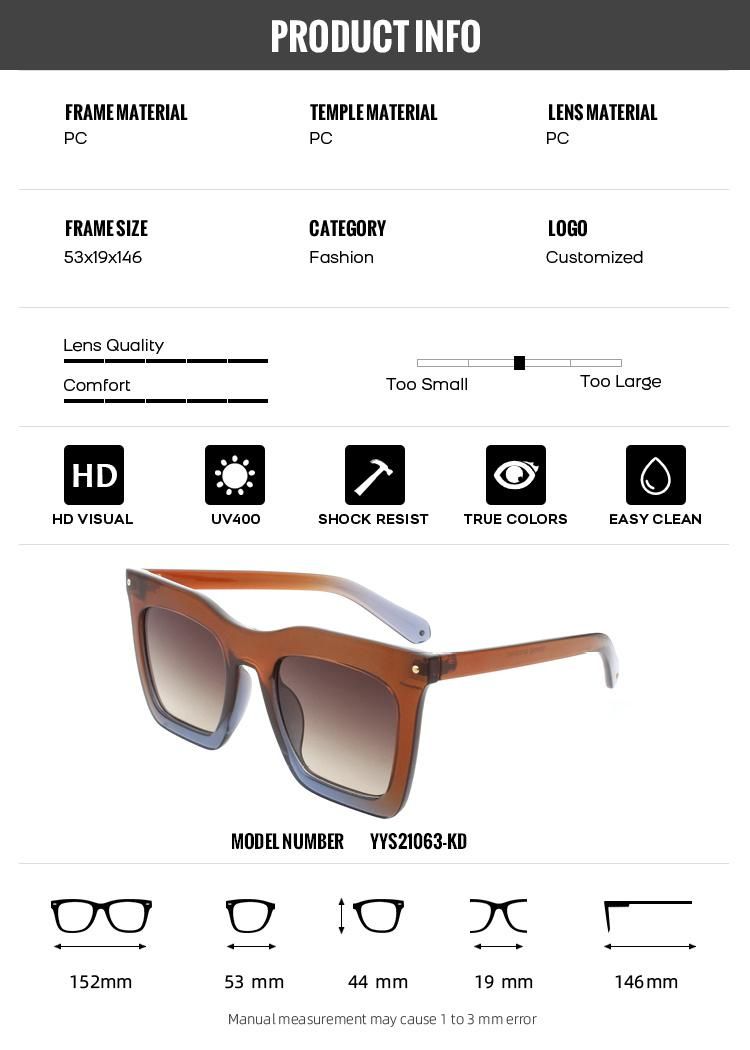 2022 Vintage Big Women Sunglasses Thin Framen Square Eyeglasses for Custom Logo