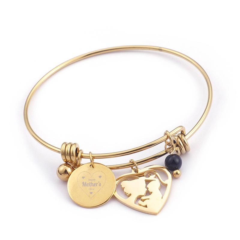 18K Gold Plated Stainless Steel Fashion Jewelry Bracelet Stainless Steel Mother′s Day Bracelet