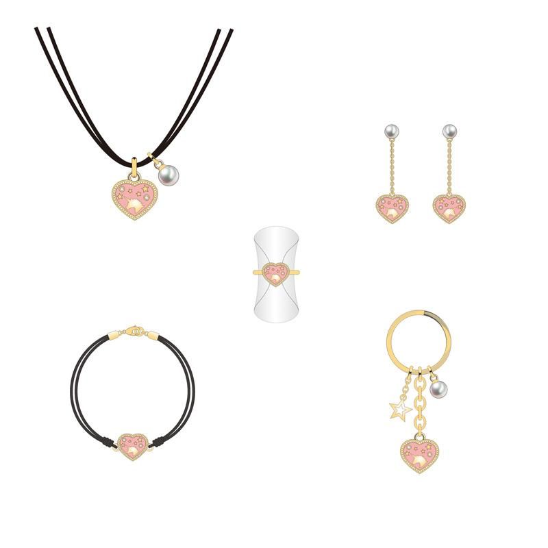 Trendy Pink Heart-Shaped Jewelry Set for Mature Women