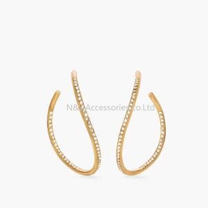 Fashion Jewelry Gold Plated Alloy Woman Stud Earrings Top Rhinestone Semicircle Earrings