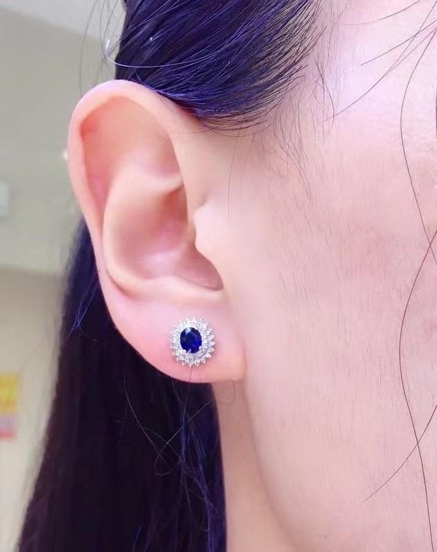 fashion Sapphire Ear Stud Royal Blue Earrings China