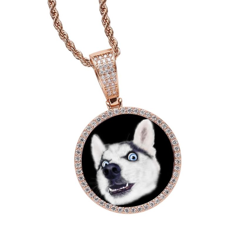 European American Custom Photo Memory Frame Medal Pendants Hip Hop Jewelry Necklace with Picture