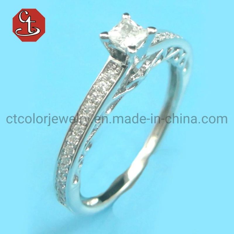 Female Wedding Engagement Silver Ring With Round Cubic Zirconia Exquisite Jewelry