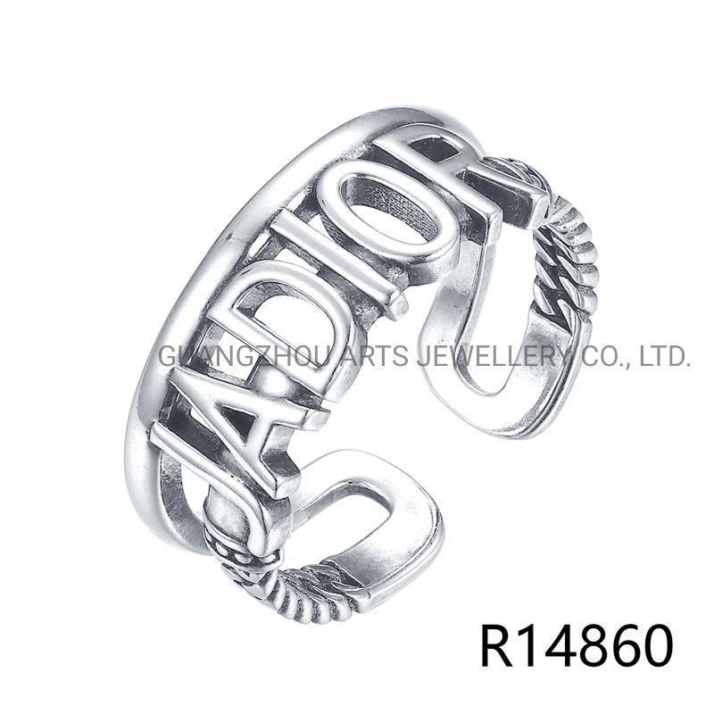 925 Sterling Silver Personality Letter Adior Hollow Finger Ring