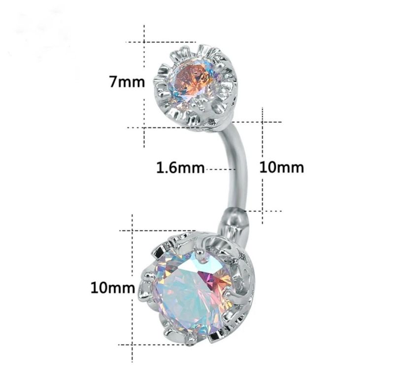 Fashion Jewelry Zircon Flower Belly Button Ring Pendant Body Piercing Jewelry Zircon Belly Button Nail Navel Ring Ssp001