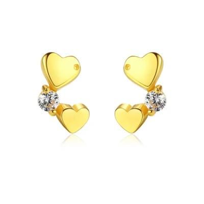 Fashion Jewelry Heart Shape Clip Earring Stud with Crystal Stones